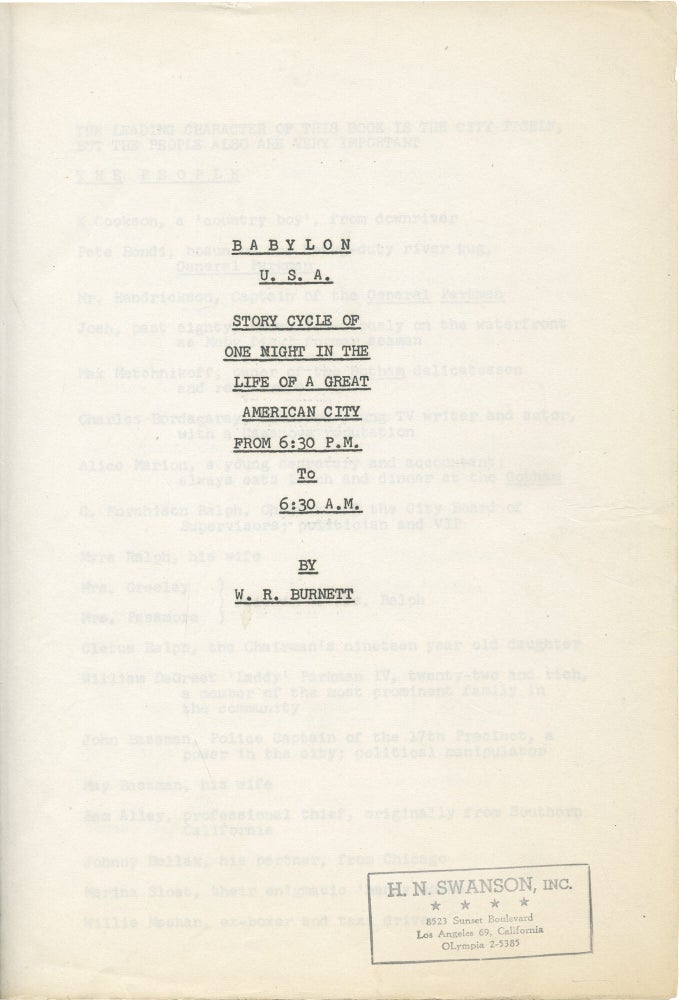 Archive of screenplay and manuscript material by W.R. Burnett