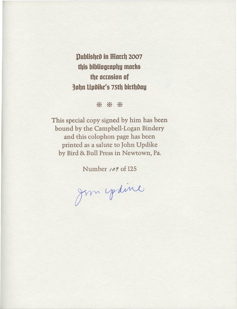 John Updike: A Bibliography of Primary and Secondary Materials