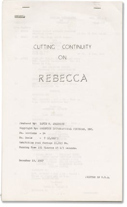 Book #119926] Rebecca (Original post-production cutting continuity script for 1957 re-release of...