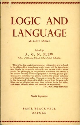 Book #121928] Logic and Language: Second Series (Hardcover). A G. N. Flew