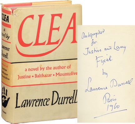 Book #122628] Clea (UK Hardcover, inscribed by Durrell in the year of publication). Lawrence Durrell