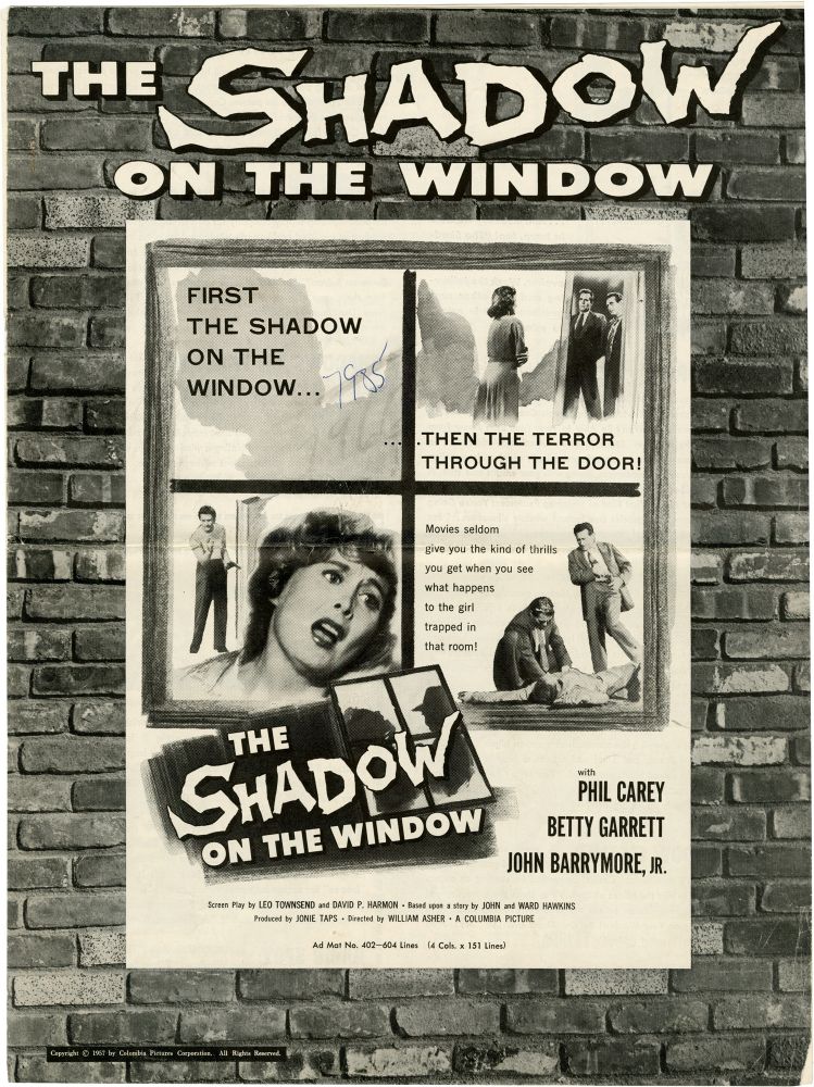 Book #125414] The Shadow on the Window (Original pressbook for the 1957 film). William Asher, Leo...