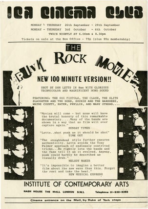 Book #127352] Punk Rock Movie (Original handbill from the film's earliest showing in the London)....