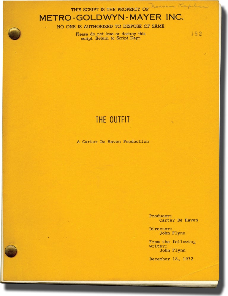 Book #127443] The Outfit (Original screenplay for the 1973 film, Norman Kaplan's copy). Donald...