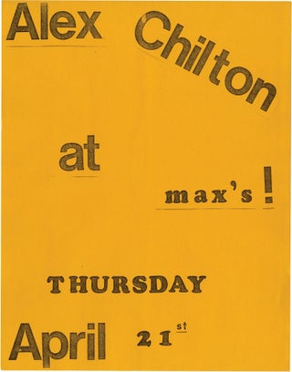 Book #127576] Alex Chilton at Max's Thursday, April 21, 1977 (Original flyer). Alex Chilton