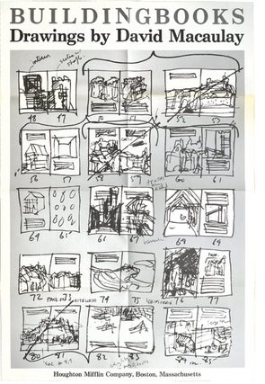 Book #128131] Building Books: Drawings by David Macaulay (Promotional poster). David Macaulay