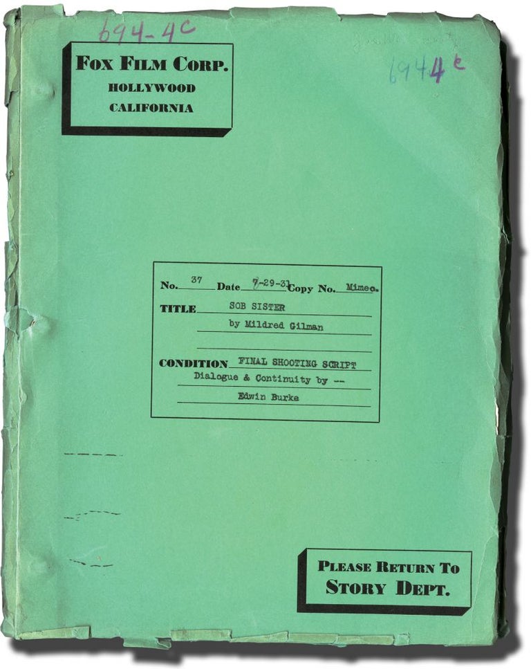 Book #128221] Sob Sister (Original screenplay for the 1931 pre-Code film). James Dunn Linda...