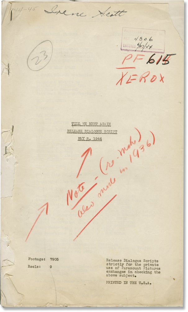 Till We Meet Again (Post-production script for the 1944 film