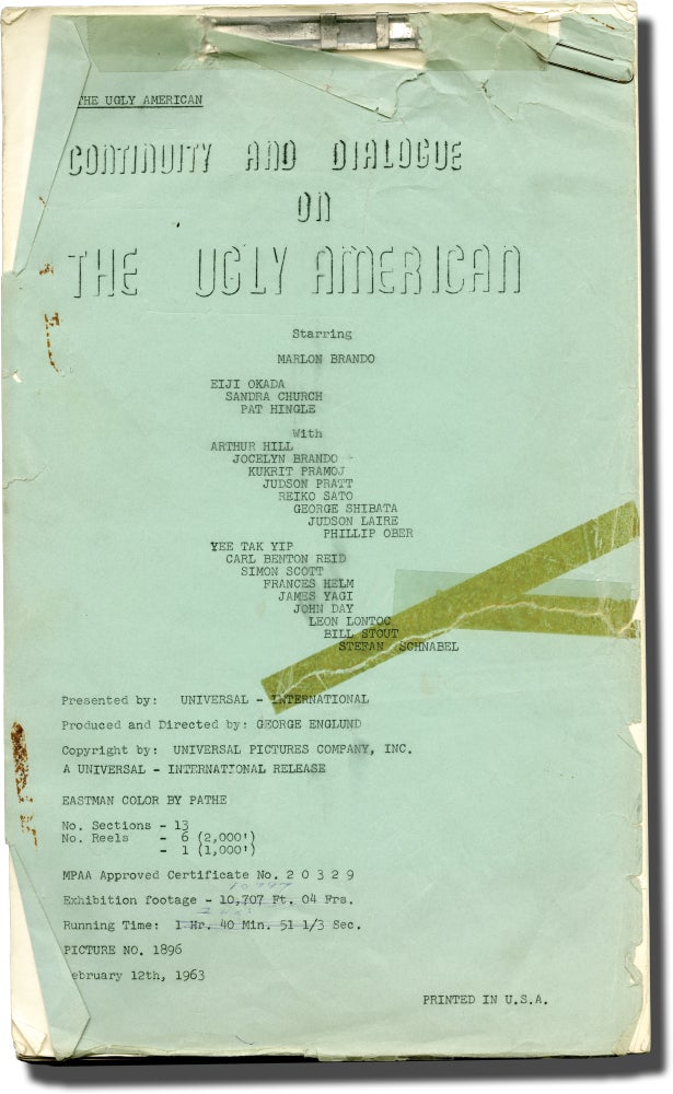 Book #129025] The Ugly American (Original post-production script for the 1963 film). Marlon...