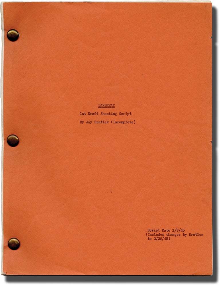Book #129160] Daybreak (Original screenplay for an unproduced film). Fritz Lang, Jay Dratler,...