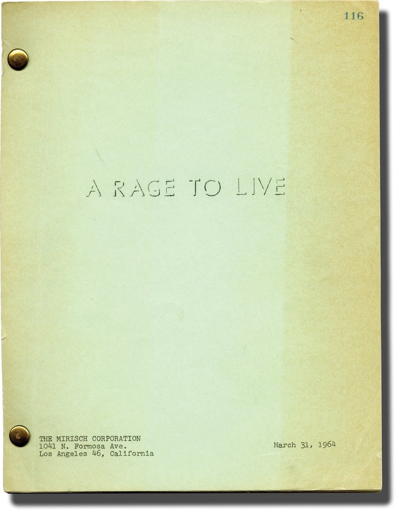 [Book #129217] A Rage to Live. Bradford Dillman Suzanne Pleshette, Peter Graves, Ben Gazzara, John O'Hara, Walter Grauman, John T. Kelley, starring, novel, director, screenwriter.