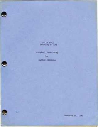 Book #129340] So In Love (Original screenplay for an unproduced film). Marian Cockrell, screenwriter