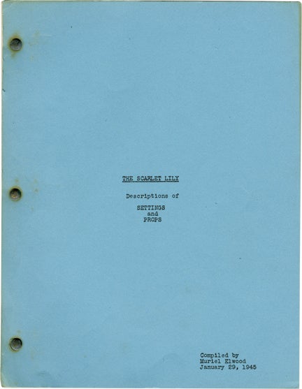 Book #129346] The Scarlet Lily (Original screenplay for an unproduced film). Muriel Elwood, novel
