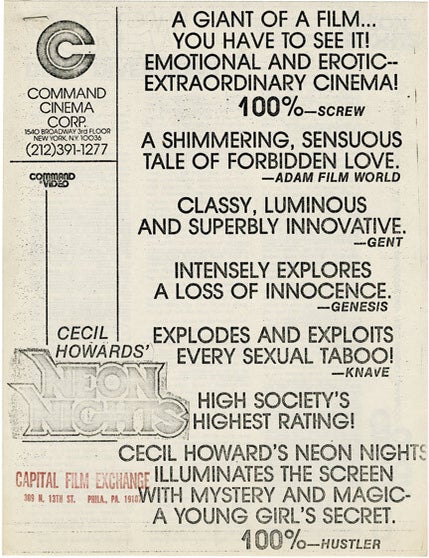 Archive of 66 pressbooks and ad supplements for hardcore adult films made between 1966-1987