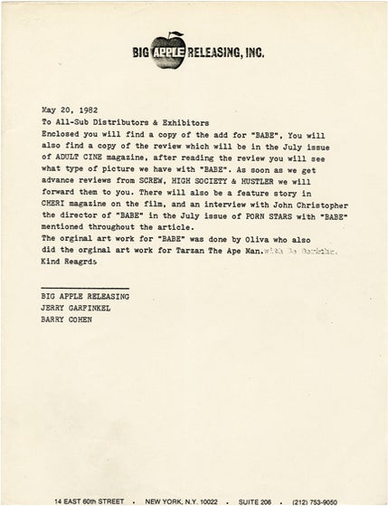 Archive of 66 pressbooks and ad supplements for hardcore adult films made between 1966-1987