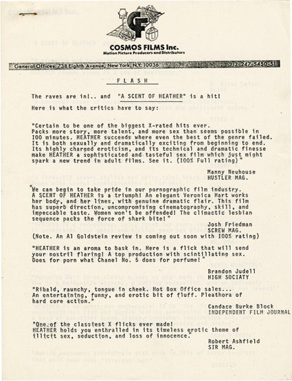 Archive of 66 pressbooks and ad supplements for hardcore adult films made between 1966-1987