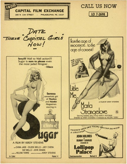 Archive of 66 pressbooks and ad supplements for hardcore adult films made between 1966-1987