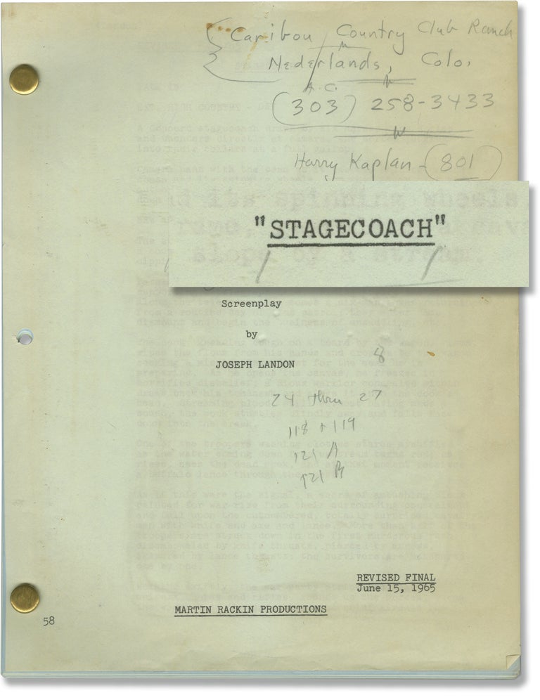 Book #130588] Stagecoach (Original screenplay for the 1966 film, actor Van Heflin's working...