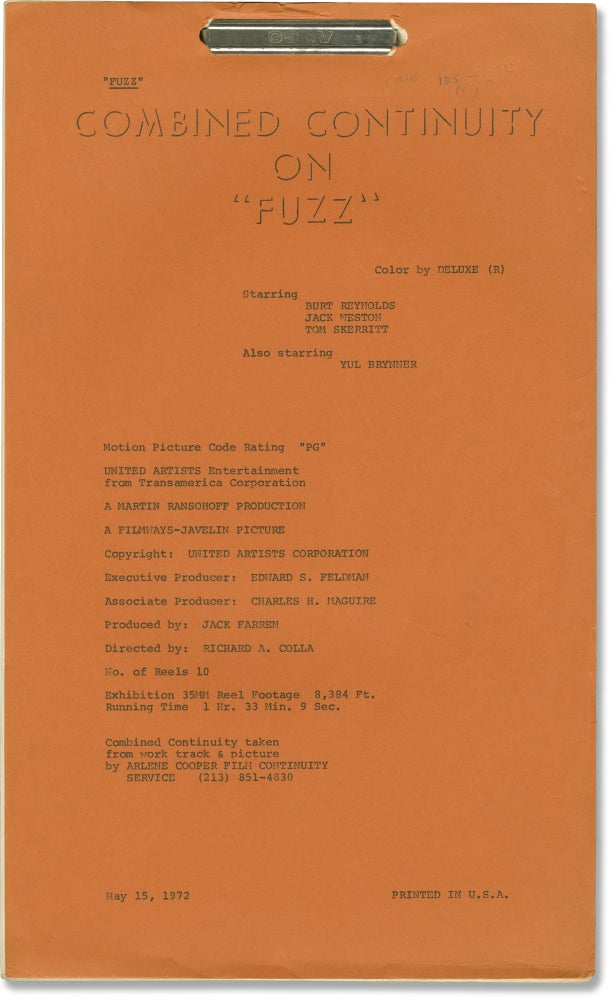 Fuzz (Original Post-production script for the 1972 film