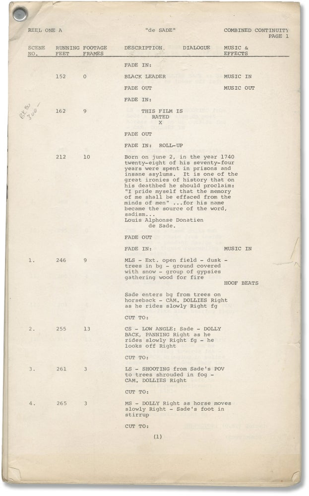 Book #130713] De Sade (Original post-production script for the 1969 film). Cy Endfield, Richard...