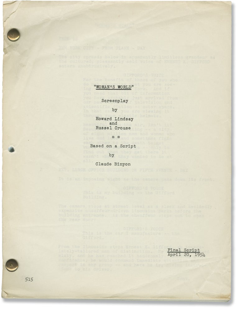 Book #130751] Woman's World (Original screenplay for the 1954 film, Van Heflin's working copy)....