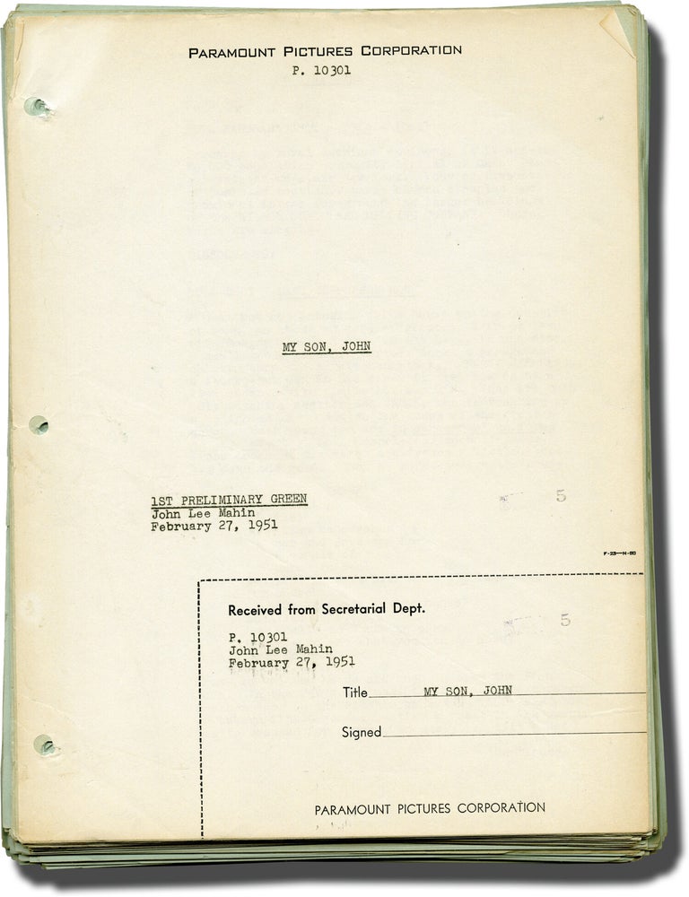 Book #130769] My Son John (Original screenplay for the 1952 film, Van Heflin's working...
