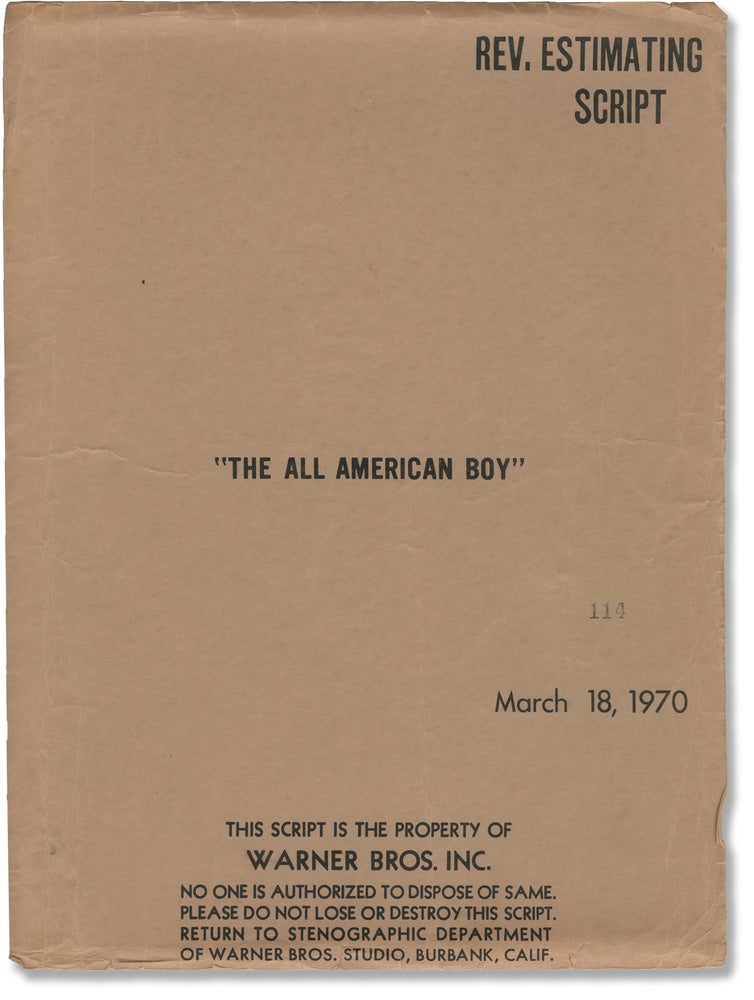 Book #131240] The All-American Boy [The All American Boy] (Original screenplay for the 1973...
