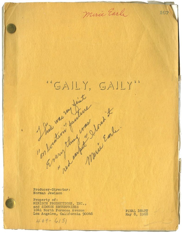 Book #131321] Gaily, Gaily (Original screenplay for the 1969 film, copy belonging to actress...