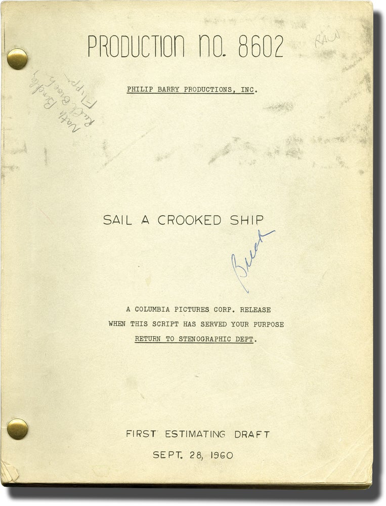 Book #132166] Sail a Crooked Ship (Original screenplay for the 1961 film). Irving Brecher, Bruce...