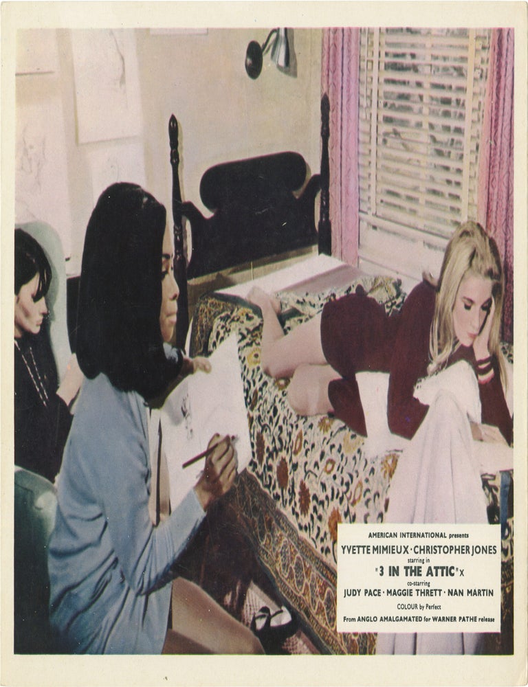 Book #132663] 3 [Three] in the Attic (Four British front-of-house cards from the 1968 film)....