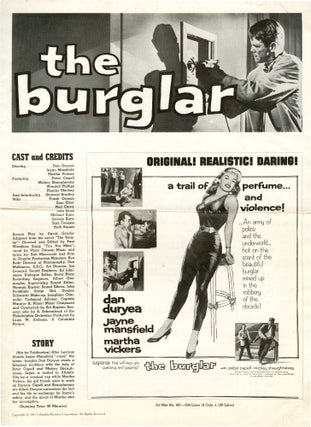 Book #133258] The Burglar (Original Film Pressbook). Paul Wendkos, David Goodis, Jayne Mansfield...