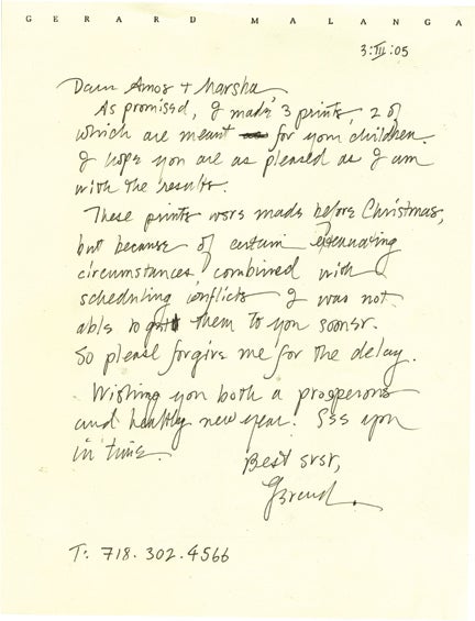 Photograph of Amos Vogel by Gerard Malanga, 2004, signed by Malanga