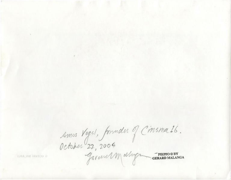 Photograph of Amos Vogel by Gerard Malanga, 2004, signed by Malanga