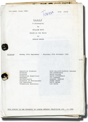 Book #135813] Scoop (Original screenplay for the 1987 film). Gavin Millar, William Boyd, Evelyn...