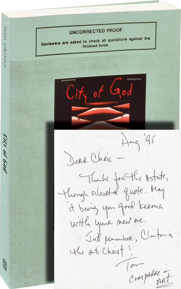 Book #136629] City of God (Uncorrected Proof, inscribed to Chris Offutt). Tom Grimes
