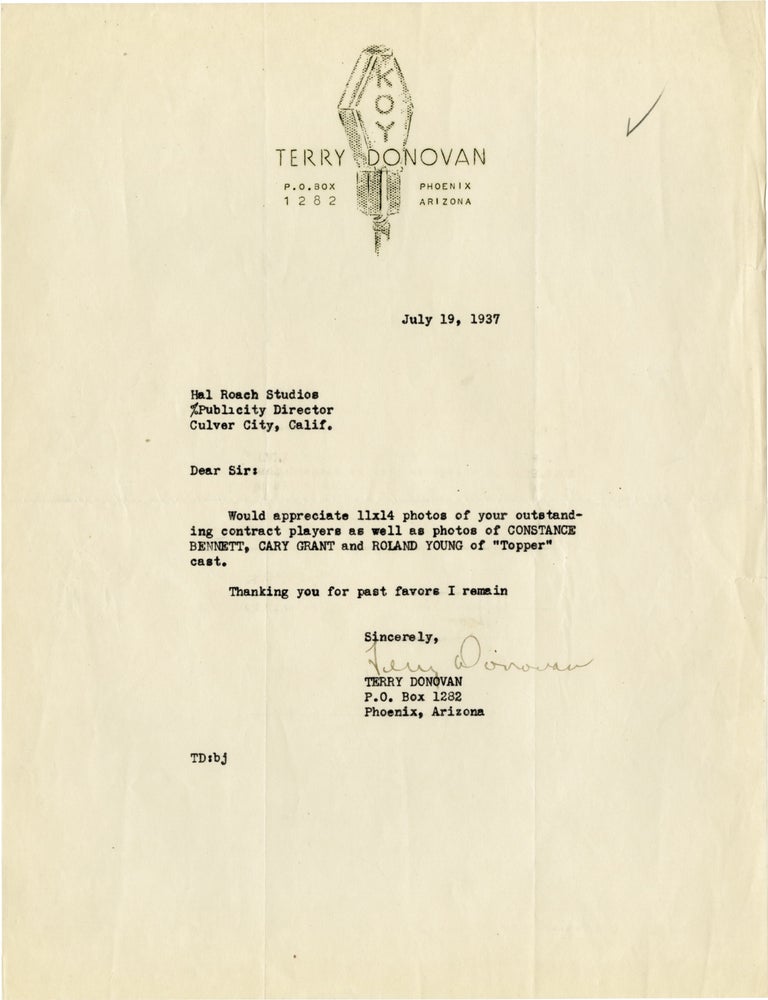 Hal Roach archive of letters relating to the promotion of "Topper"