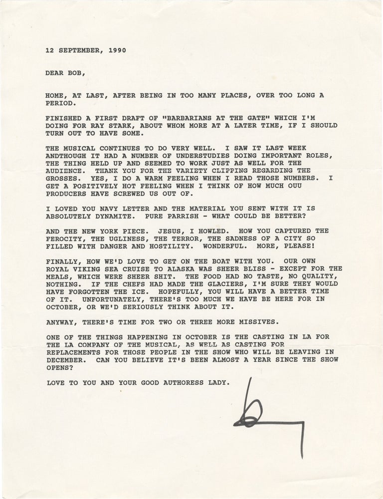 Archive of correspondence and ephemera from Larry Gelbart to Robert Parrish