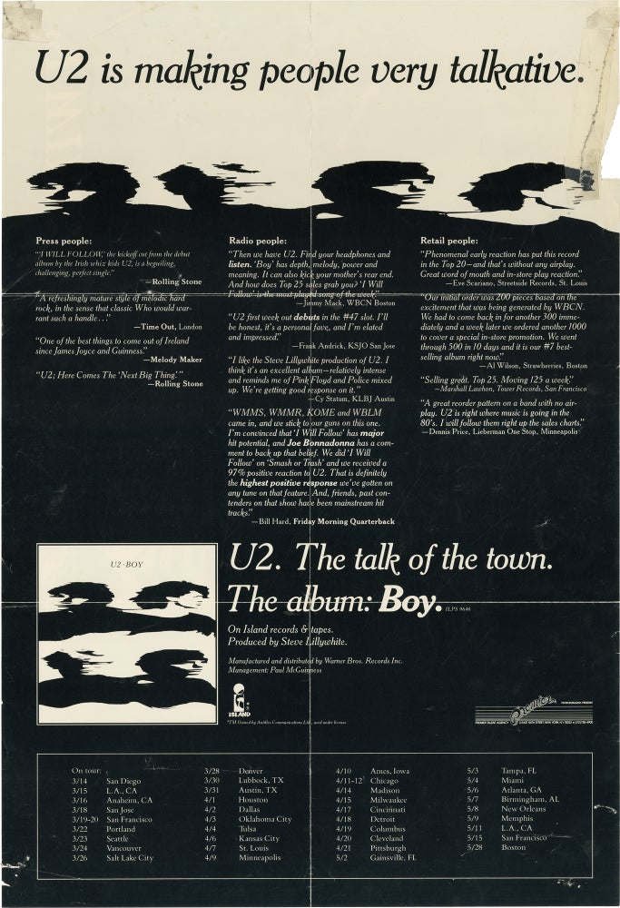 "I Will Follow" / "Boy" double-sided U2 promotional poster