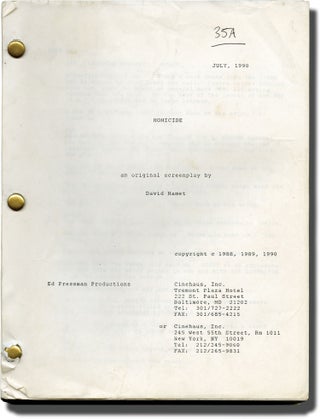 Book #138817] Homicide (Original screenplay for the 1991 film). David Mamet, William H. Macy Joe...