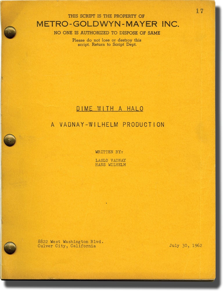 Book #140044] Dime With a Halo (Original screenplay for the 1963 film). Boris Sagal, Hans Wilhelm...