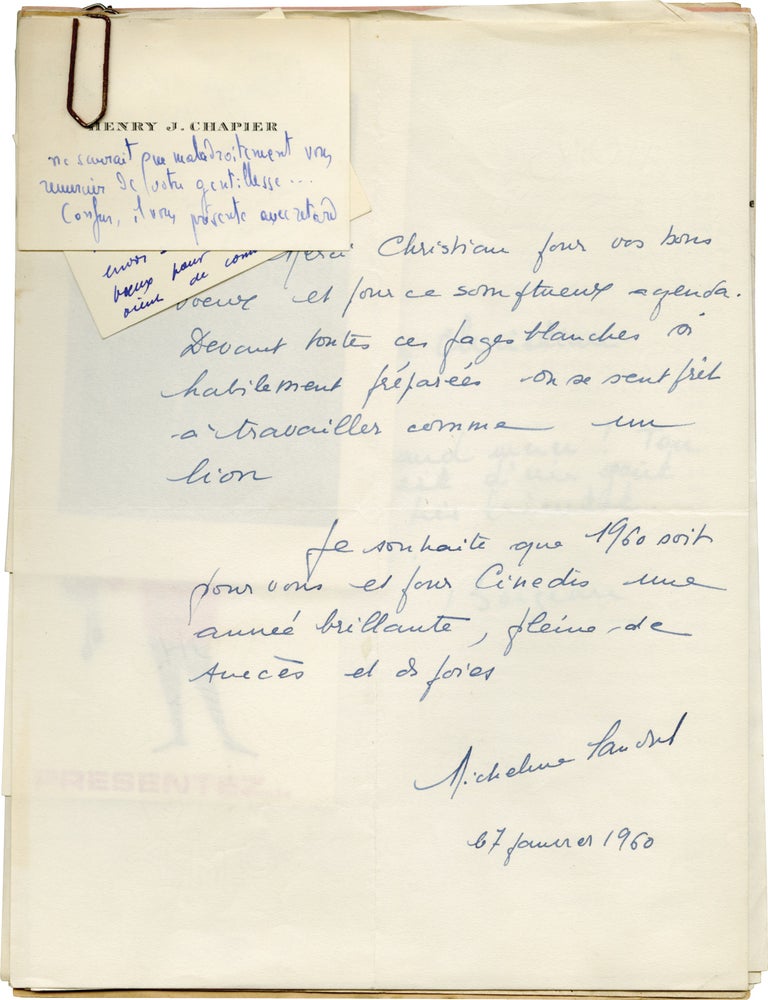 Archive of original Christmas gift lists for Cinedis film agency journalists