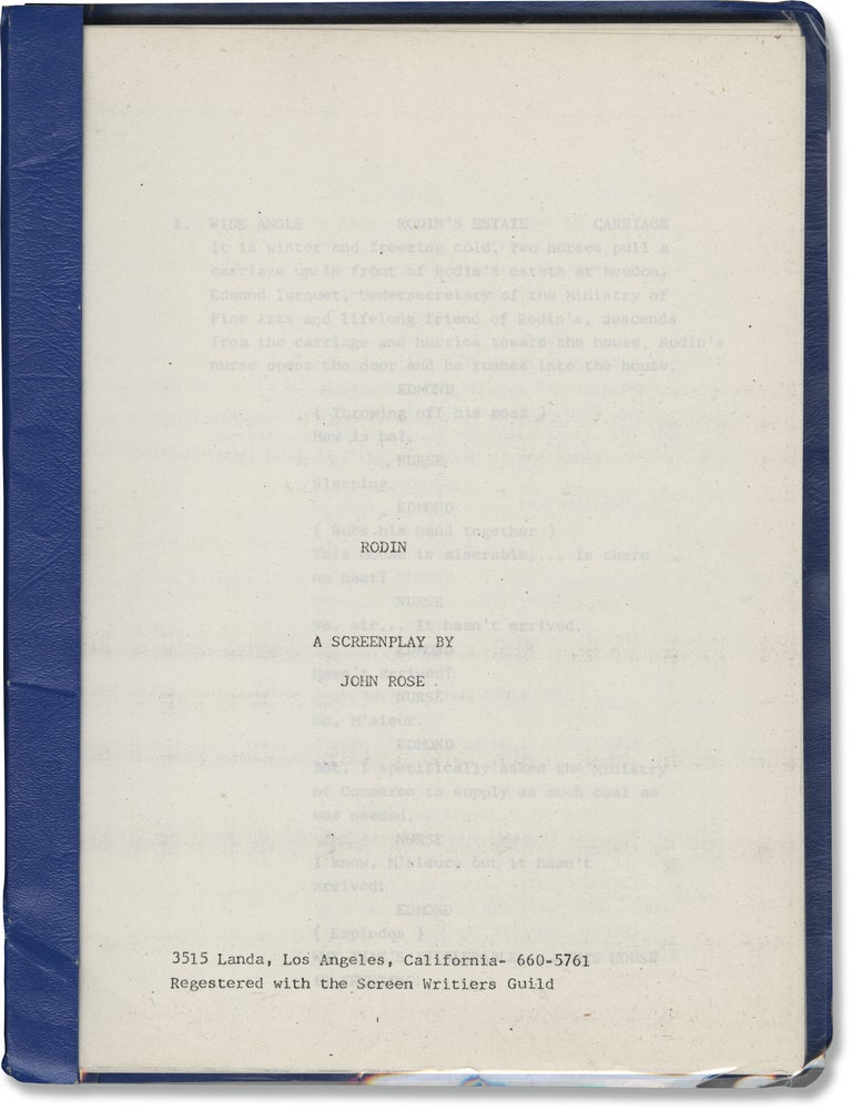 Book #140856] Rodin (Original screenplay for an unproduced film). Auguste Rodin, John Rose,...