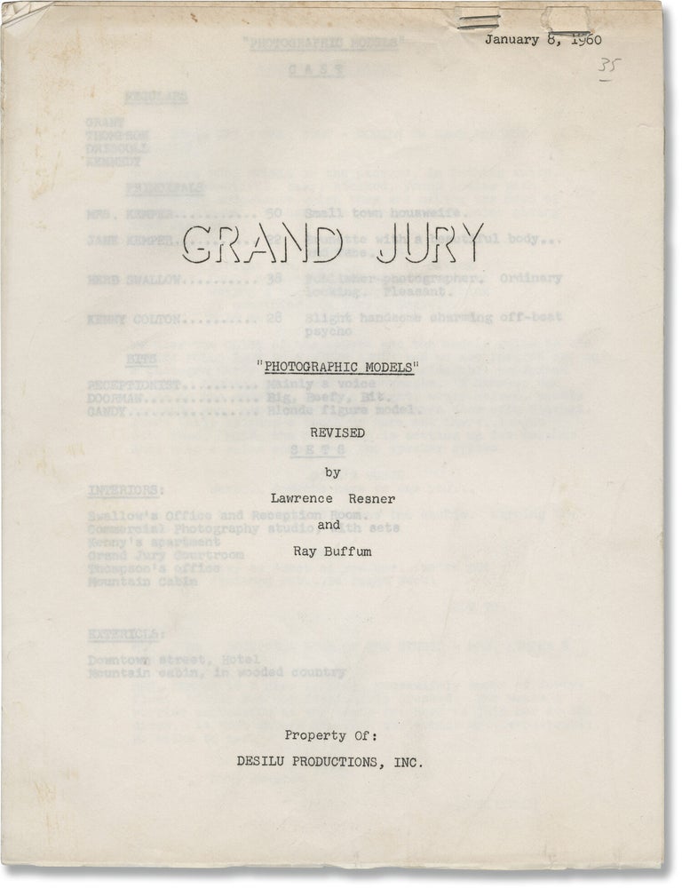 Grand Jury: Photographic Models (Original screenplay for an unproduced television episode