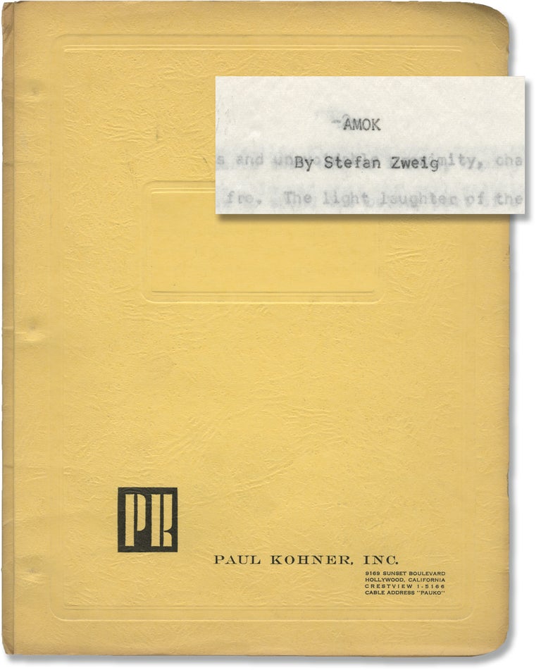 Book #141769] Amok (Original treatment script for an unproduced film). Stefan Zweig, screenwriter