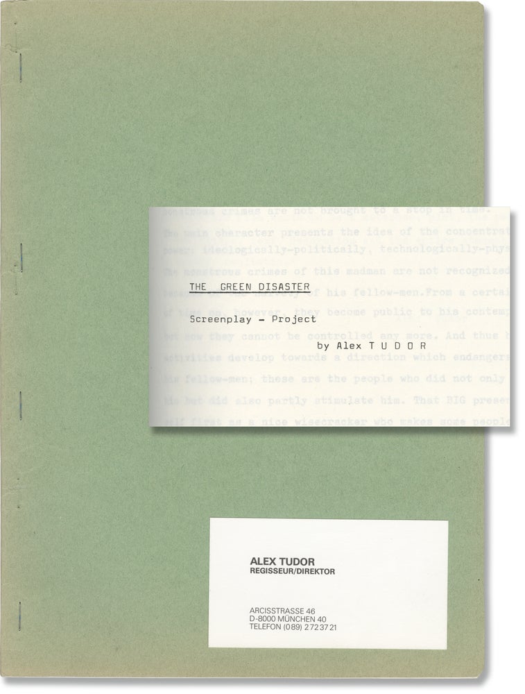 Book #142124] The Green Disaster (Original treatment script for an unproduced film). Alex Tudor,...