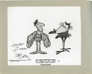 Album of lobby cards and photos from 30 animated films, signed by key animators