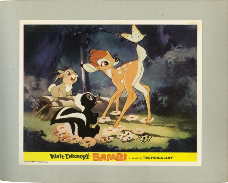Album of lobby cards and photos from 30 animated films, signed by key animators