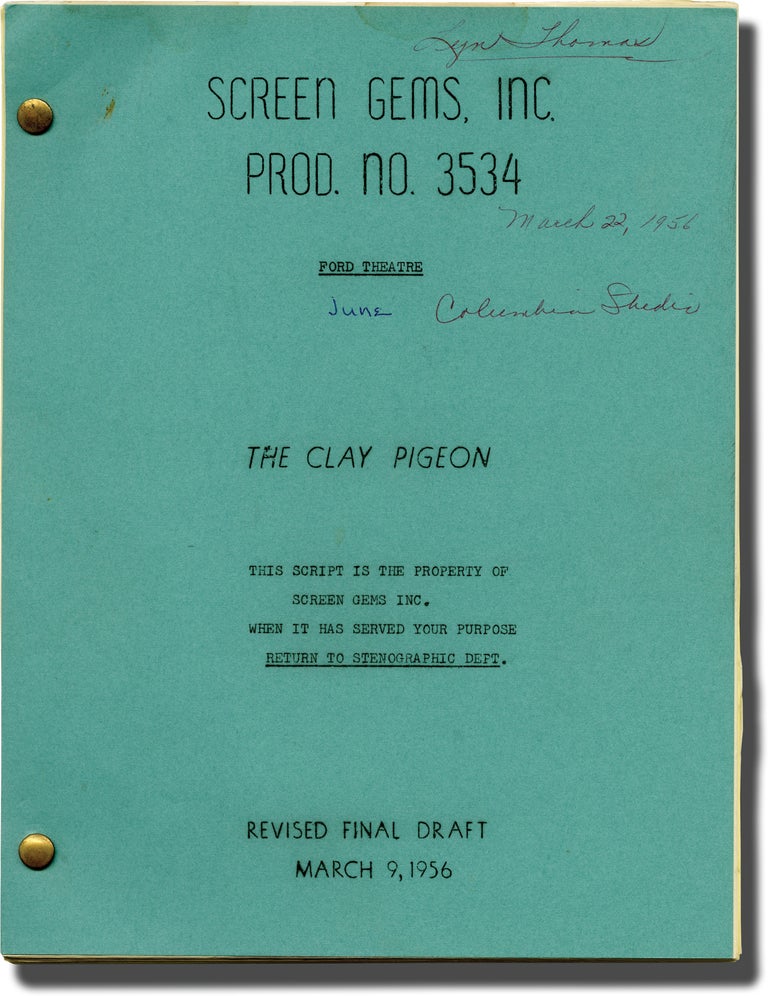 [Book #142716] The Ford Television Theatre: The Clay Pigeon. James Neilson, Jack Harvey, Lyn Thomas Robert Sterling, Wayne Morris, Tom Tully, director, screenwriter, starring.