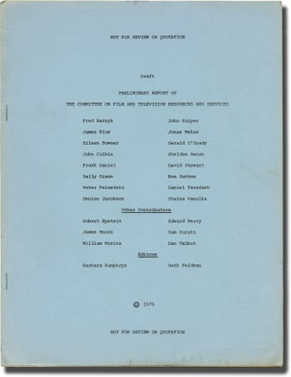 Book #143004] Preliminary Report of the Committee on Film and Television Resources and Services...