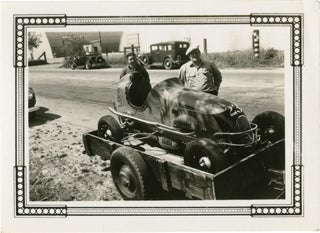 Six original photographs of pre-War California midget car racing in Los Angeles, circa 1941